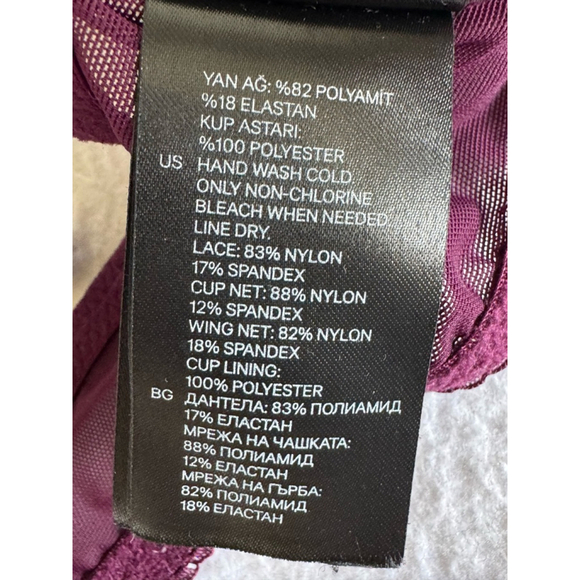 Women's H&M padded lace mesh Bra Size 36A Purple - Picture 7 of 7